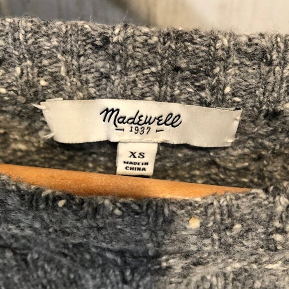 Madewell Gray Lambs blend Wool Women Sweater Size Extra Small, High Low Donegal - Picture 5 of 9